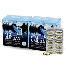 프리미엄 rTG 알티지 오메가3 (+비타민 DE) / PTP개별포장 캐나다 / 연어유 오메가3 / EPA+DHA 1000mg / IFOS 5 STAR* 등급원료, 2박스, 90캡슐