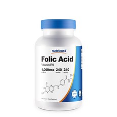 뉴트리코스트 엽산(비타민 B9) 1 000mcg 캡슐 240캡슐 1서빙 1 000mcg 240회분 Folic Acid (Vitamin B9) Capsules
