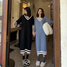 원피스 브이넥 숄원피스 오피스룩 배색 데일리 바캉스룩 여성 투피스 꽃원피스 스커트 롱원피스 패션의류