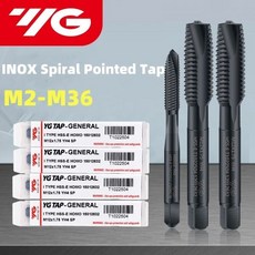 백탭 YG HSSE INOX 메트릭 나선형 뾰족한 탭 M2M3M4M5M6M8M10M12M36 기계 나사 강철용 블라인드 홀 탭용, 1개