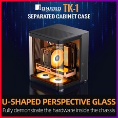 귀여운 세련된 JONSBO TK1 MATX ITX 스타쉽 캐빈 미니 PC 케이스 측면 투명 최대 지원 160mm 쿨러 및 240mm 수냉, 01 White