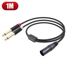 호환 듀얼 1/4 인치 XLR 수 Y 스플리터 케이블 골드 6.35mm TS 모노 플매트 카펫 러그 와이어, [01] 1m