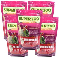SuperZoo 프리미엄 중형새 사료, 700g, 5개