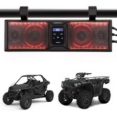 케미모토 UTV 사운드 바는 RZR 매버릭 X3 Zforce 테릭스 KRX와 호환되는 1.75-2.25인치 롤 케이지 시스템 ATV 골프 카트 바 증폭된 해상 등급 IP65 방, 케미모토 UTV 사운드 바는 RZR 매버릭 X3 Zfo, 1개