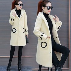 ROYALBELLE 여성용 후드 롱코트 인조 양털 외투 두꺼운 따뜻한 오버코트 유행 코디 D0113007
