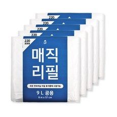 매직리필 다용도휴지통 220시리즈 리필봉투, 5매, 9L