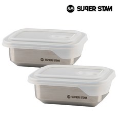 슈퍼 스텐 밀폐 용기 2개세트 전자렌지 가능, 1개, 사각 500ml 2개세트