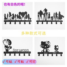 행거무타공 철예걸이 벽걸이 후드 접착 욕실 문 뒤 옷걸이 북유럽 창의장식 벽걸이 캐릭터, 블랙[미키마우스]