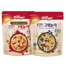 켈로그 크랜베리 아몬드 그래놀라 550g + 블루베리 아몬드 그래놀라 450g 세트, 1SET_KOR