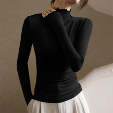 로엘란 여성 보들보들 프릴 폴라 긴팔 티셔츠 이너웨어