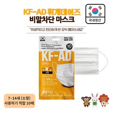 어린이용 휘게데이즈 국산 비말차단 마스크 식약처인증 보건용 소형 마스크 KF-AD 50매(10매 x 5개), 10개입, 5개