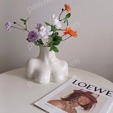 북유럽 화병꽂이 대형 수경재배 꽃병 세라믹 오브제 아니사케르미쉬 브레스트 상반신 화병