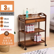 주방웨건 식탕 야채선반 주방 가정용 다층 수납 손수레 수납대 스탠드형 바퀴 이동 푸드트럭, T03-서랍식 가드레일없음 다갈색 크기 58x33x80, 기본