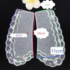 오케이미 칼라 여성 실크 상패 광채 글리터 입체 자수 러플 나비넥타일 넥케이프 페이크카라