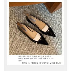 버건디 팝콘 2022 진주 벨트 기질 봄 가을 뾰족한 끝 얕은 입 평저 굵은 굽 통근 단화녀