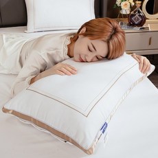 마사지베개 더블 경추보호 수면보조 베개솜 한쌍세트)싱글베개 기숙사 호텔 성인 타입학생 가정용, T02-(한쌍세트)면을 타지 않다 변형되지않음 자수