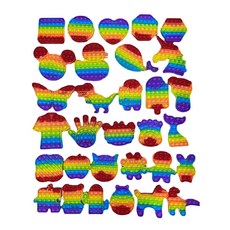 레인보우/무지개 푸쉬팝 팝잇 버블 피젯 톡톡 실리콘 뽁뽁이 토이 스트레스해소 장난감 20종 선택가능, 고양이