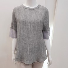 캐리스노트 소매레이스 덧단 라운드 블라우스