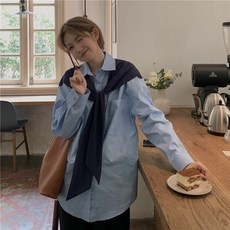 봄가을 디자인 감각 보이핏 볼륨 블러킹 숄 오버핏 미디 롱 여성의류