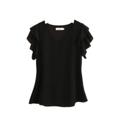 여름 반팔블라우스 큰 사이즈 드레스 반소매 V 넥 쉬폰 탑 티셔츠 여성 유럽