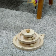 애블리즈 냥냥펀치 토이볼 원목장난감 공놀이 아기고양이 분리불안 사냥놀이 캣볼 움직이는 고양이장난감, 원목공 3단턴테이블