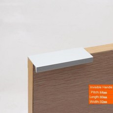 프리미엄 계단 손잡이WV 실버 숨겨진 캐비닛 핸들 블랙 현대 직각 미니멀리스트 서랍 옷장 부엌 문 보이지, 1. 80mm-Silver, 1개