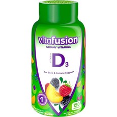 Vitafusion 비타민 D3 구미 뼈와 면역 체계 지원 50mcg 비타민 D 75일분 150개, 150개(1병)