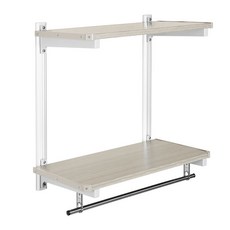 웰렉스 시스템 벽 베란다 다용도실 세탁실 나무선반, 40cmx50cm, 3단(레일길이 100cm), 1개 