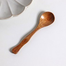 내추럴 우드 웨이브 시리얼 스푼 푸딩 요거트 아이스크림 디저트 숟가락, 1개, 우드 스푼