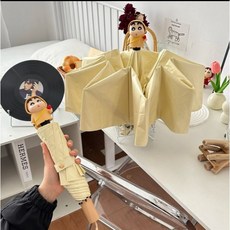 귀여운 하트 우비짱구 자동 3단 접이우산