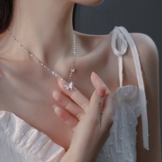 여성 패션 실버 은 목걸이 나비 큐빅 선물