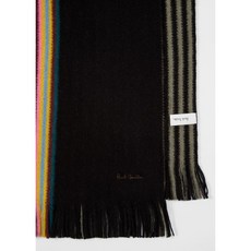 Paul Smith Signature Stripe Edge Wool Scarf M1A-150F-J346-79-0 Black