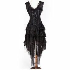 Deluex 블랙 로커 빌리 코르셋 드레스 본드 레이스 업 멋진 드레스|corset dress|quality corsetdress bone
