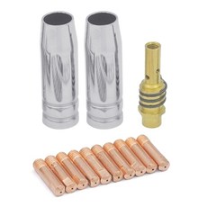 13x0.6mm/0.8mm/0.9mm/1.0mm 15AK 14AK 용접 용 가스 노즐 홀더 및 접촉 팁이있는 용접 건 액세서리 키트 A, 04 10, 1개