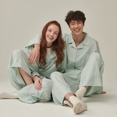 오끼뜨 uni 도미토리 펜슬 스트라이프 파자마 그린