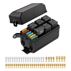 Nighty 50023R 5팩 30A 퓨즈 중계차 트럭 소켓 키트30A 스위치 하네스 세트12V DC 4핀 SPST 자동차 14AWG 열선오토 스타터 세트, Fuse and Relay Block