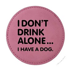 6 Leatherette 컵 책 세트 재미 알코올 말 레이저 조각 혼자 마시지 마십시오 (핑크) (I dont Drink Alone I Have a Dog. Pink), 본상품, 본상품