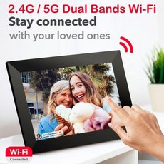 디지털액자스마트 포토 프레임 2.4G 와이파이 디지털 10.5 인치 IPS 1920x1280 풀 HD 터치 스크린 64GB 내, 1) Black - EU 플러그, 01 Black_01 EU 플러그