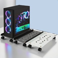 [확장형] 내 컴퓨터 지키는 데스크탑 PC 본체 이동식 받침대, 블랙, 1개