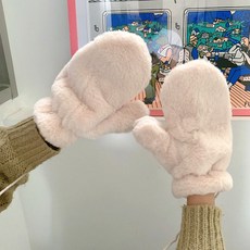 셀러허브 여성패션 [고씨네몰] 캔디 벙어리 장갑 봉제 겨울 끈연결 밍크퍼 방한 털