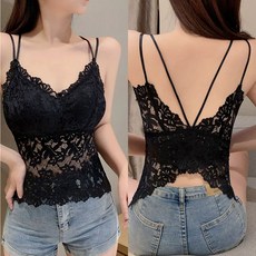 [Joyce shop] 여신 레이스 브라렛 브라탑 나시 섹시 탑 끈나시 민소매 캡내장