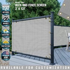 당나라 3 x 37회색 회색 주거 상업 사생활 침해 데크 울타리 화면 200 GSM 날씨 저항 옥외 보호 펜싱 그물 발코니 베란다 현관 (3 x 37 Gray／Grey), 3 x 37, Gray／Grey
