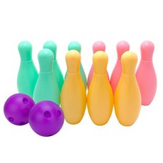QDY 어린이 볼링 공 볼링장 게임 볼링 Playset 야외 조기 교육 유아 미취학 아동, 플라스틱, 10 핀 17cm