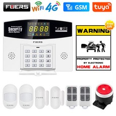 Fuers 투야 스마트 와이파이 4G GSM 경보 시스템 도난 무선 유선 영역 링크 알렉사 구글 모션 센서 IP 카, 03 W210 Alarm Kit 2_03 AU 플러그, 1개
