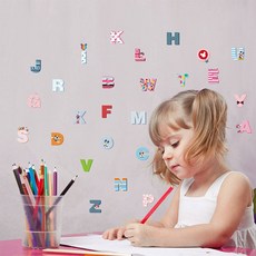 Colorfu 미키 마우스 알파벳 벽 스티커 홈 장식 접착제 어린이 방 만화 학교 번호 아기 보육 벽 전사 술, 1개, 단일