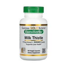 캘리포니아 골드 밀크씨슬 추출물 EuroHerbs European Quality 175mg 베지 캡슐 180정, 1개, 90정