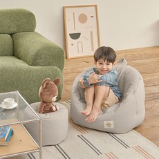 [에시앙] 모데즈 꼬마 빈백체어+스툴 세트, 색상:슈가파우더