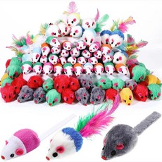 래틀 고양이 마우스 미리 채워진 인조 모피 인터랙티브 게임 실내, 1개, B.50PCS