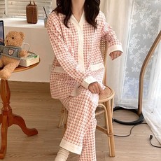 임산부 잠옷 임부잠옷 수유잠옷 임산부잠옷 수유복 홈웨어 봄 가을 격자 무늬 면화 출산