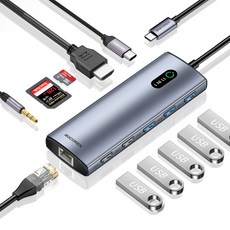 Rocoren 11 in 1 USB C 허브 PD 100W RJ45 SD 리더 Macbook Air Pro 용 USB 3.0 분배기 도킹 스테이션 Samsung LG 노트북, 6 in 1 HUB
